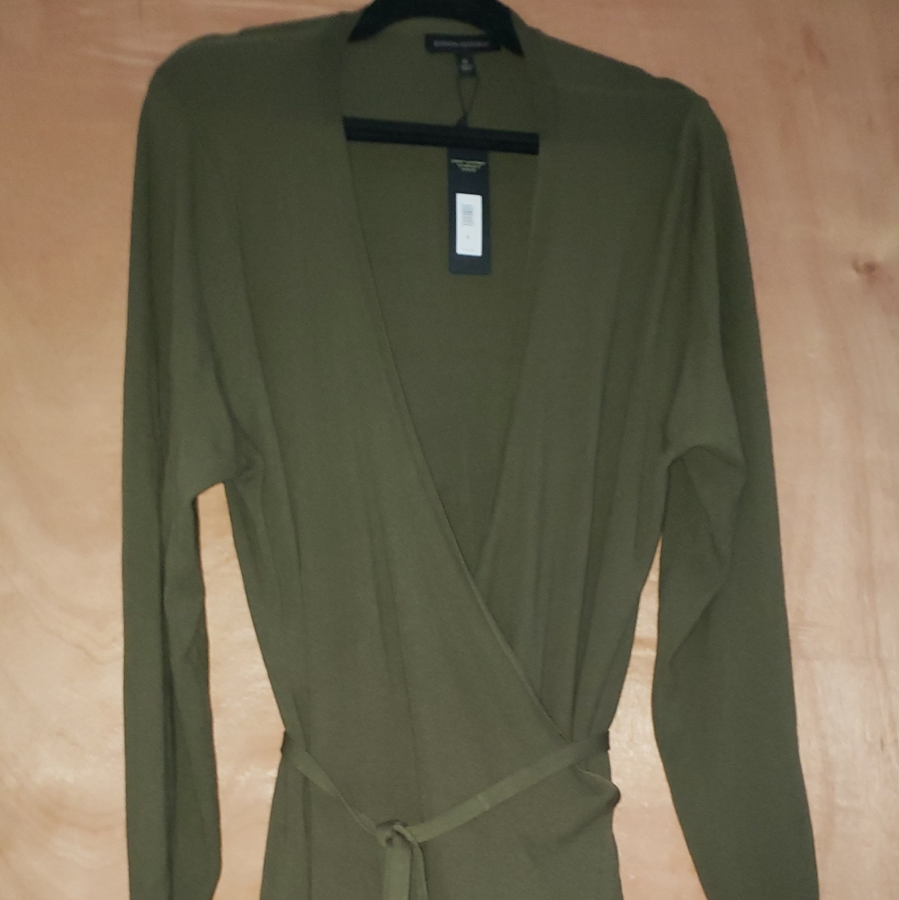 BANANA REPUBLIC NEW OLIVE SWEATER KNIT WRAP DRESS XL.